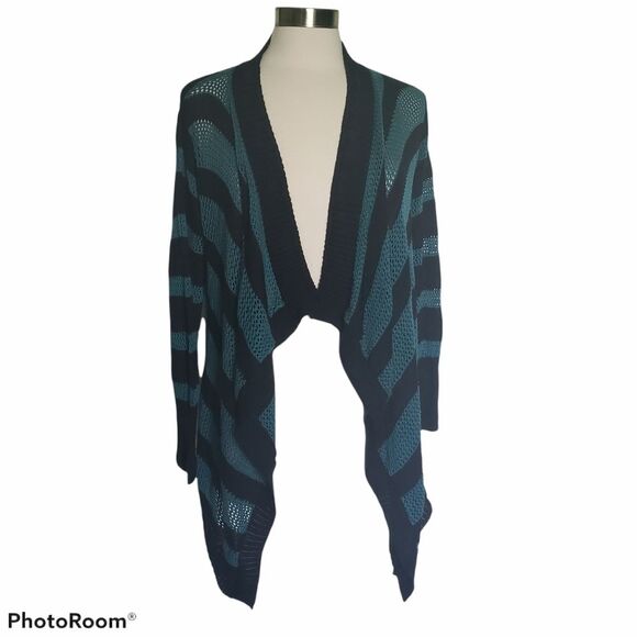 BONGO Striped Open Front Cardigan - XL - Picture 3 of 8